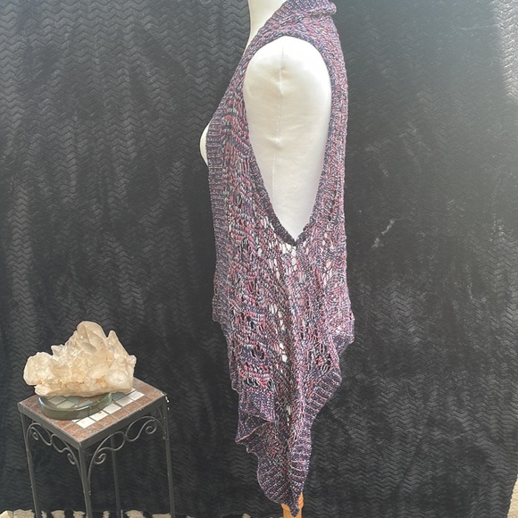 Purple Multi Color Sweatwr Shawl Vest Women Size XL - Picture 2 of 3